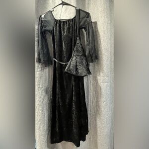 Spirit Black Velvet Dress with Sheer Sleeves Halloween